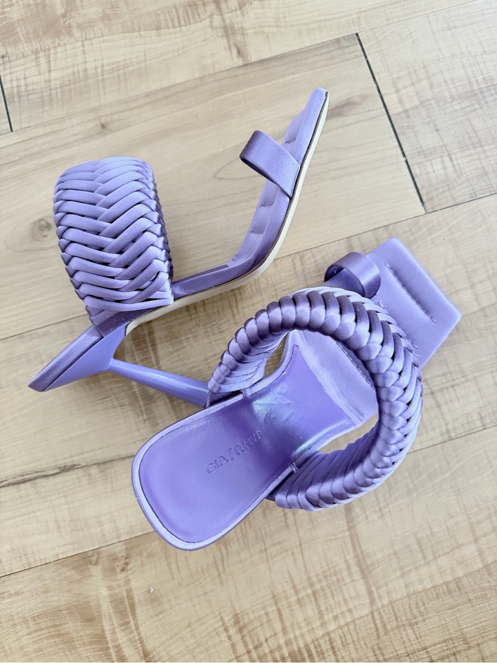 Gia Borghini X RHW Rosie 1 Satin Mules Lavender Purple Brand New! EU37